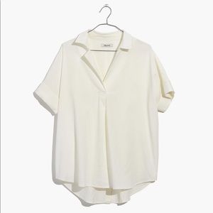Madewell Courier Button-Back Shirt in Pure White L